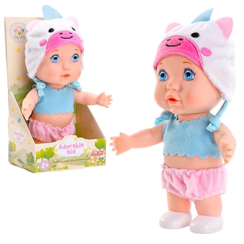 Babypuppe 20 cm groß Sammlerpuppe Minipüppchen mit Tierbekleidung 8 Inch Mini Puppe Puppenspielzeug für Kinder ab 3 Jahren (Einhorn) von Miunana