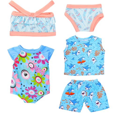 Miunana 3 Set Puppenkleidung Kleidung für 35-43 cm Baby Puppen, Puppen Sommer Outfits Badeanzug für 14-17 Inch Baby Puppen Blau Puppenbekleidung Geschenke für Mädchen von Miunana