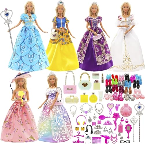 Miunana 55 Prinzessin Kleider Kleidung Schmuck Zubehör Puppenkleidung Party Abendkleider für Puppen = 6 Abendkleider 10 Schuhe 39 Zubehör für Puppen Miunana 55 Prinzessin Kleider Kleidung Schmuck Zubehör Puppenkleidung Party Abendkleider für Puppen = 6 Abendkleider 10 Schuhe 39 Zubehör für Puppen von Miunana