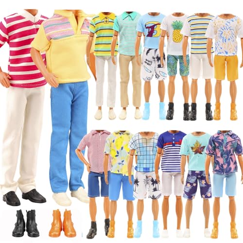 Miunana 8 Kleidung für Jungen Puppen = 3 Freizeitbekleidung Kleidung + 3 Hosen +2 Paar Schuhe für Puppen von Miunana