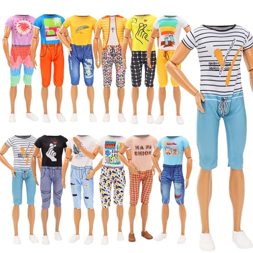 Miunana 8 Sets Jungen Puppe Kleidung Mode Casual Outfits Bunte Jumpsuits für 12 Zoll Jungen Puppen Zufällige Stil Weihnachten Geburtstag Geschenke für Jungen (Kein Puppe) von Miunana