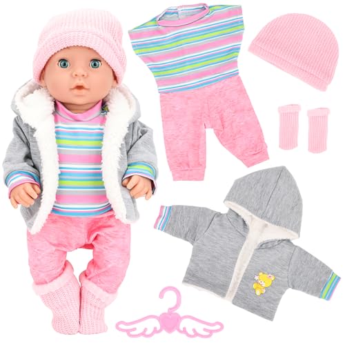 Miunana Baby Puppen Puppenkleidung 35-43 cm, Kleidung Bekleidung Outfits für Baby Puppen, Jacke Pullover Mütze Socken Kleiderbügel Puppe Zubehör für Mädchen Jungen Miunana Baby Puppen Puppenkleidung 35-43 cm, Kleidung Bekleidung Outfits für Baby Puppen, Jacke Pullover Mütze Socken Kleiderbügel Puppe Zubehör für Mädchen Jungen von Miunana