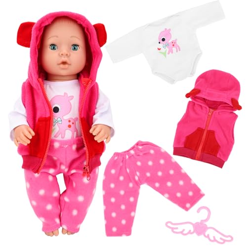 Miunana Baby Puppen Puppenkleidung 35-43 cm Pink Jacke Hose T-Shirt Kleiderbügel , Kleidung Outfits für Babypuppen Kinder Mädchen Jungen Miunana Baby Puppen Puppenkleidung 35-43 cm Pink Jacke Hose T-Shirt Kleiderbügel , Kleidung Outfits für Babypuppen Kinder Mädchen Jungen von Miunana
