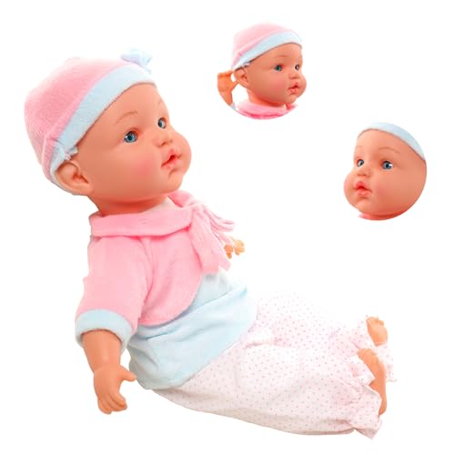 Miunana Babypuppe 38 cm Weichkörperpuppe in süßer Puppenkleidung, sehr handlich, niedliches Outfit, ohne Haare Weichkörper Puppen für Kinder ab 3 Jahren von Miunana