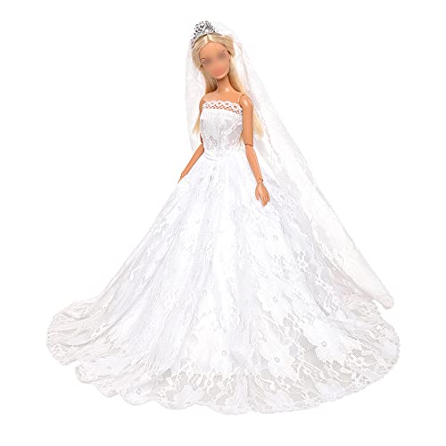 Miunana Hochzeitskleider + Brautschleier, Braut Prinzessinnen Kleidung Kleider für 11,5 Zoll Mädchen Puppen von Miunana