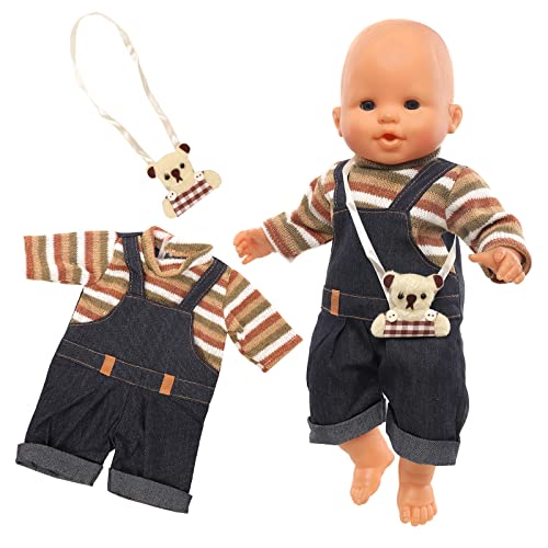 Miunana Kleidung Bekleidung Outfits für Baby Puppen, Puppenkleidung 35-43 cm, Latzhose mit Umhängetasche von Miunana