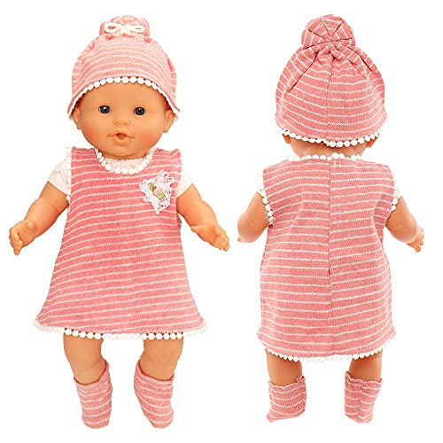 Miunana Kleidung Bekleidungsset Outfits für Baby Puppen, Puppenkleidung 35-43 cm, Kleid Hut Socke von Miunana