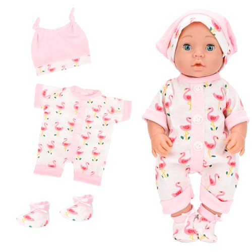 Miunana Puppenkleidung Kleidung Bekleidung Outfits für Baby Puppen 35-43 cm, Overall Hut Socke für 14-16 Zoll Puppen von Miunana