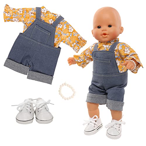 Miunana Puppenkleidung Overall Outfits für Baby Puppen, Denim Kleidung Schuhe für 35-43 cm Puppen von Miunana