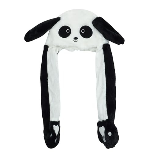 Miunpri Plüsch Panda Hut mit Ohren die Sich Bewegen und Springen und Knallen Cosplay Dress Up Lustiges Festival Geburtstagsgeschenk für Kinder Jungen Mädchen von Miunpri