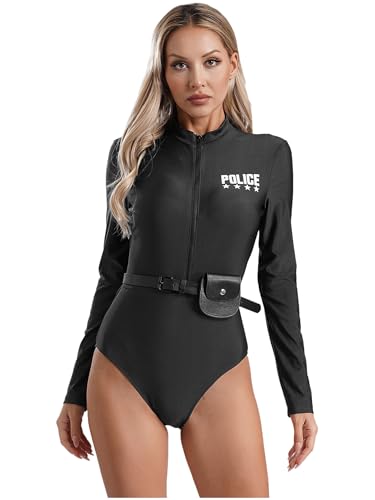 Miutii 3Pcs Damen Polizei Polizistin Kostüm Polizei Uniform Langarm Bodysuit mit Gürtel Geldbörse für Mottoparty Halloween Karneval Fasching Schwarz XXL Miutii 3Pcs Damen Polizei Polizistin Kostüm Polizei Uniform Langarm Bodysuit mit Gürtel Geldbörse für Mottoparty Halloween Karneval Fasching Schwarz XXL von Miutii
