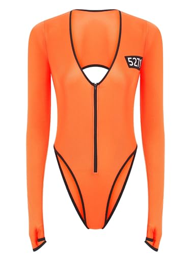 Miutii Damen Gefangener Kostüm Orange Sträfling Kostüm Gefängnis Prisoner Body Overall Halloween Karneval Faschingskostüm Orange M Miutii Damen Gefangener Kostüm Orange Sträfling Kostüm Gefängnis Prisoner Body Overall Halloween Karneval Faschingskostüm Orange M von Miutii