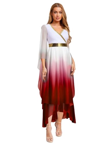 Miutii Damen Griechische Göttin Kostüm Farbverlauf Langarm Griechisches Kleid Antike Toga Eldes Kleid Römische Kleidung Show Tanzkostüm Rot M Miutii Damen Griechische Göttin Kostüm Farbverlauf Langarm Griechisches Kleid Antike Toga Eldes Kleid Römische Kleidung Show Tanzkostüm Rot M von Miutii