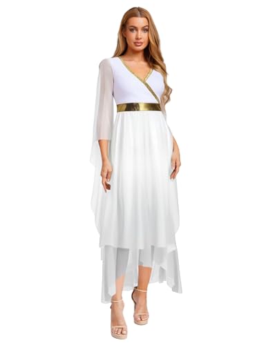 Miutii Damen Griechische Göttin Kostüm Farbverlauf Langarm Griechisches Kleid Antike Toga Eldes Kleid Römische Kleidung Show Tanzkostüm Weiß M Miutii Damen Griechische Göttin Kostüm Farbverlauf Langarm Griechisches Kleid Antike Toga Eldes Kleid Römische Kleidung Show Tanzkostüm Weiß M von Miutii