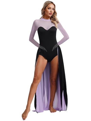 Miutii Damen Meerjungfrau Kostüm Langarm Böse Meerhexe Kleid Octopus Kostüm Hexenkostüm Halloween Karneval Fasching Kostüm Lila 3XL von Miutii