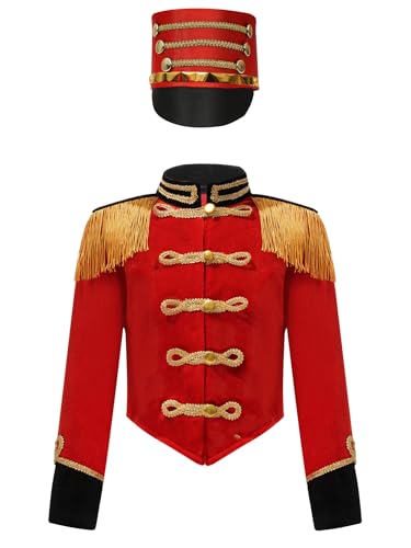 Miutii Jungen Mädchen Zirkus Kostüm Zirkus Jacke Mantel + Hut Ringmaster Zirkusdirektor Uniform Halloween Karneval Fasching Verkleidung Rot 170-176 Miutii Jungen Mädchen Zirkus Kostüm Zirkus Jacke Mantel + Hut Ringmaster Zirkusdirektor Uniform Halloween Karneval Fasching Verkleidung Rot 170-176 von Miutii