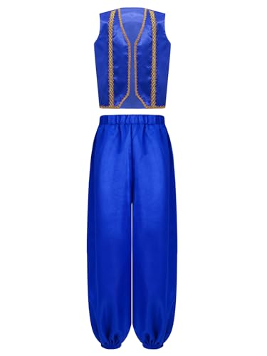 Miutii Kinder Arabische Kleidung Mittelalter Weste + Aladinhose Jungen Arabische Prinz Kostüm Dieb Wunderlampe Outfits Karneval Fasching Kostüm Royal Blau 158-164 Miutii Kinder Arabische Kleidung Mittelalter Weste + Aladinhose Jungen Arabische Prinz Kostüm Dieb Wunderlampe Outfits Karneval Fasching Kostüm Royal Blau 158-164 von Miutii