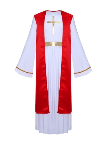 Miutii Kinder Jesus Kostüm Griechischer Gott Toga Gewand Krippenspiel Kostüm Halloween Weihnachten Karneval Party Outfits Rot 122-128 von Miutii