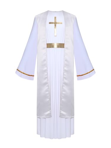 Miutii Kinder Jesus Kostüm Griechischer Gott Toga Gewand Krippenspiel Kostüm Halloween Weihnachten Karneval Party Outfits Weiß 170-176 von Miutii