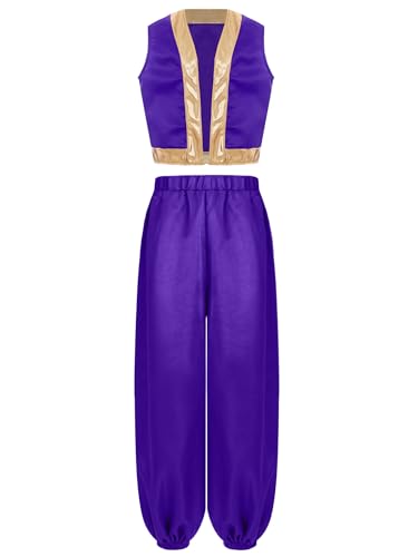 Miutii Kinder Jungen Arabische Kleidung Arabische Prinz Kostüm Mittelalter Weste + Aladinhose Karneval Fasching Party Outfits Lila 122-128 Miutii Kinder Jungen Arabische Kleidung Arabische Prinz Kostüm Mittelalter Weste + Aladinhose Karneval Fasching Party Outfits Lila 122-128 von Miutii