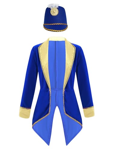 Miutii Kinder Jungen Zirkus Kostüm Frack Jacke Mantel Blazer mit Hut Zirkusdirektor Uniform Karneval Fasching Show Tanzkostüm Stil B Royal Blau 170-176 Miutii Kinder Jungen Zirkus Kostüm Frack Jacke Mantel Blazer mit Hut Zirkusdirektor Uniform Karneval Fasching Show Tanzkostüm Stil B Royal Blau 170-176 von Miutii
