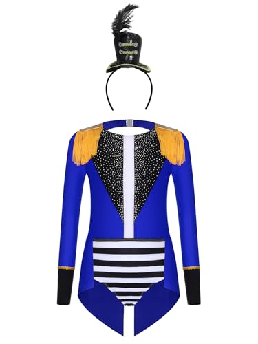 Miutii Kinder Zirkus Kostüm Mädchen Zirkusdirektor Body Overall mit Stirnband Ringmaster Outfits Halloween Weihnachten Karneval Tanzkostüm Royal Blau Schwarz 134-140 Miutii Kinder Zirkus Kostüm Mädchen Zirkusdirektor Body Overall mit Stirnband Ringmaster Outfits Halloween Weihnachten Karneval Tanzkostüm Royal Blau Schwarz 134-140 von Miutii