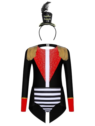 Miutii Kinder Zirkus Kostüm Mädchen Zirkusdirektor Body Overall mit Stirnband Ringmaster Outfits Halloween Weihnachten Karneval Tanzkostüm Schwarz 146-152 Miutii Kinder Zirkus Kostüm Mädchen Zirkusdirektor Body Overall mit Stirnband Ringmaster Outfits Halloween Weihnachten Karneval Tanzkostüm Schwarz 146-152 von Miutii