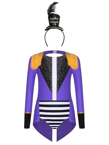 Miutii Kinder Zirkus Kostüm Mädchen Zirkusdirektor Body Overall mit Stirnband Ringmaster Outfits Halloween Weihnachten Karneval Tanzkostüm Schwarz Lila 170-176 Miutii Kinder Zirkus Kostüm Mädchen Zirkusdirektor Body Overall mit Stirnband Ringmaster Outfits Halloween Weihnachten Karneval Tanzkostüm Schwarz Lila 170-176 von Miutii