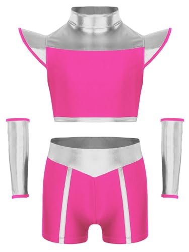 Miutii Mädchen Alien Kleidung Glänzend Weltall Astronauten Kostüm Metallic Crop Tops + Shorts + Armband Space Girl Outfits Show Tanzkostüm Dunkel Rosa 110-116 Miutii Mädchen Alien Kleidung Glänzend Weltall Astronauten Kostüm Metallic Crop Tops + Shorts + Armband Space Girl Outfits Show Tanzkostüm Dunkel Rosa 110-116 von Miutii