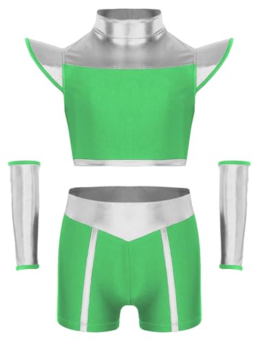 Miutii Mädchen Alien Kleidung Glänzend Weltall Astronauten Kostüm Metallic Crop Tops + Shorts + Armband Space Girl Outfits Show Tanzkostüm Grün 134-140 Miutii Mädchen Alien Kleidung Glänzend Weltall Astronauten Kostüm Metallic Crop Tops + Shorts + Armband Space Girl Outfits Show Tanzkostüm Grün 134-140 von Miutii