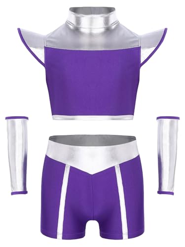 Miutii Mädchen Alien Kleidung Glänzend Weltall Astronauten Kostüm Metallic Crop Tops + Shorts + Armband Space Girl Outfits Show Tanzkostüm Lila 122-128 Miutii Mädchen Alien Kleidung Glänzend Weltall Astronauten Kostüm Metallic Crop Tops + Shorts + Armband Space Girl Outfits Show Tanzkostüm Lila 122-128 von Miutii