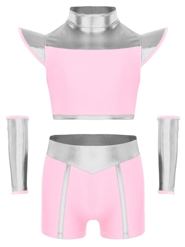 Miutii Mädchen Alien Kleidung Glänzend Weltall Astronauten Kostüm Metallic Crop Tops + Shorts + Armband Space Girl Outfits Show Tanzkostüm Rosa 122-128 Miutii Mädchen Alien Kleidung Glänzend Weltall Astronauten Kostüm Metallic Crop Tops + Shorts + Armband Space Girl Outfits Show Tanzkostüm Rosa 122-128 von Miutii