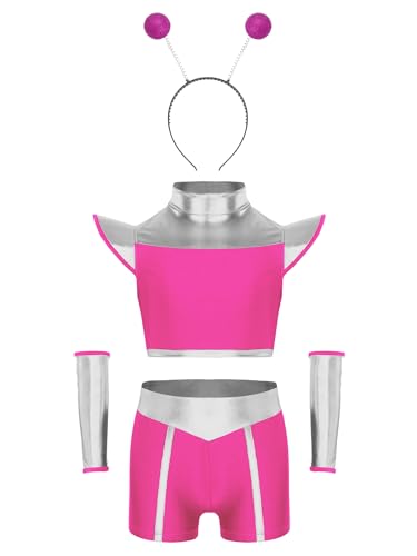 Miutii Mädchen Alien Kostüm Glänzend Weltall Astronauten Kostüm Metallic Crop Tops + Shorts + Haarreif + Armband Space Girl Outfits Alien Kleidung Dunkel Rosa 98-104 Miutii Mädchen Alien Kostüm Glänzend Weltall Astronauten Kostüm Metallic Crop Tops + Shorts + Haarreif + Armband Space Girl Outfits Alien Kleidung Dunkel Rosa 98-104 von Miutii