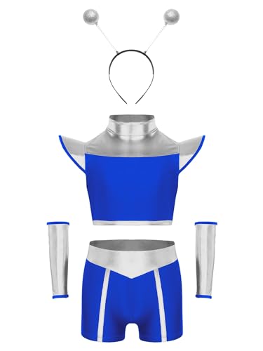Miutii Mädchen Alien Kostüm Glänzend Weltall Astronauten Kostüm Metallic Crop Tops + Shorts + Haarreif + Armband Space Girl Outfits Alien Kleidung Royal Blau 158-164 Miutii Mädchen Alien Kostüm Glänzend Weltall Astronauten Kostüm Metallic Crop Tops + Shorts + Haarreif + Armband Space Girl Outfits Alien Kleidung Royal Blau 158-164 von Miutii