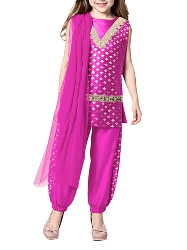 Miutii Mädchen Indische Kleidung Arabische Prinzessin Indisch Tank Tops + Pumphose + Schal Bauchtanz Outfit Karneval Fasching Tanzkostüm Dunkel Rosa 158-164 Miutii Mädchen Indische Kleidung Arabische Prinzessin Indisch Tank Tops + Pumphose + Schal Bauchtanz Outfit Karneval Fasching Tanzkostüm Dunkel Rosa 158-164 von Miutii