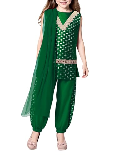 Miutii Mädchen Indische Kleidung Arabische Prinzessin Indisch Tank Tops + Pumphose + Schal Bauchtanz Outfit Karneval Fasching Tanzkostüm Dunkelgrün 158-164 Miutii Mädchen Indische Kleidung Arabische Prinzessin Indisch Tank Tops + Pumphose + Schal Bauchtanz Outfit Karneval Fasching Tanzkostüm Dunkelgrün 158-164 von Miutii
