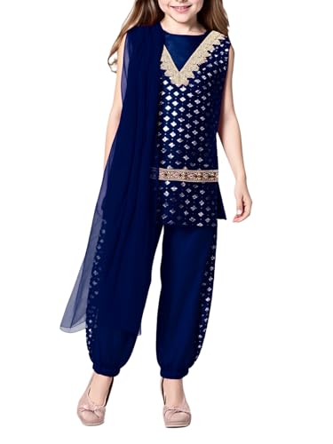 Miutii Mädchen Indische Kleidung Arabische Prinzessin Indisch Tank Tops + Pumphose + Schal Bauchtanz Outfit Karneval Fasching Tanzkostüm Marine Blau 158-164 Miutii Mädchen Indische Kleidung Arabische Prinzessin Indisch Tank Tops + Pumphose + Schal Bauchtanz Outfit Karneval Fasching Tanzkostüm Marine Blau 158-164 von Miutii