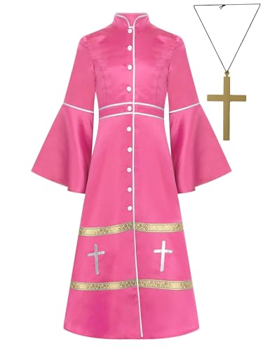Miutii Mädchen Priester Robe Mönch Gewand Mittelalterliches Kleid + Kreuzkette Renaissance Kleid Halloween Karneval Fasching Partykleid Hot Pink 110-116 Miutii Mädchen Priester Robe Mönch Gewand Mittelalterliches Kleid + Kreuzkette Renaissance Kleid Halloween Karneval Fasching Partykleid Hot Pink 110-116 von Miutii