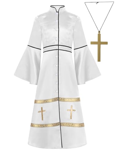 Miutii Mädchen Priester Robe Mönch Gewand Mittelalterliches Kleid + Kreuzkette Renaissance Kleid Halloween Karneval Fasching Partykleid Weiß 122-128 Miutii Mädchen Priester Robe Mönch Gewand Mittelalterliches Kleid + Kreuzkette Renaissance Kleid Halloween Karneval Fasching Partykleid Weiß 122-128 von Miutii