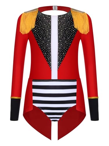 Miutii Mädchen Zirkus Kostüm Glitzer Body Overall Zirkusdirektor Uniform Ringmaster Outfits Halloween Weihnachten Karneval Tanzkostüm Rot 146-152 Miutii Mädchen Zirkus Kostüm Glitzer Body Overall Zirkusdirektor Uniform Ringmaster Outfits Halloween Weihnachten Karneval Tanzkostüm Rot 146-152 von Miutii