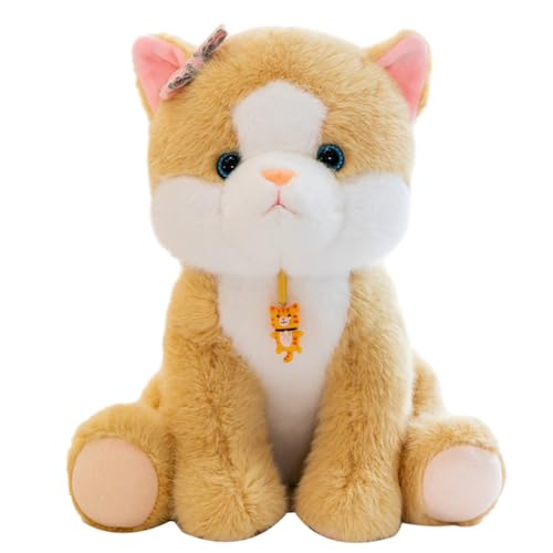 MiuxE Katze Kuscheltier Echt, Simulation Katze Lebensecht, Stofftier Kawaii Katze 25CM, Niedliche Plüschtiere, Heimdekoration Für Kinder Mädchen Jungen, Schmusetier Für Kuscheltierliebhaber, Braun von MiuxE