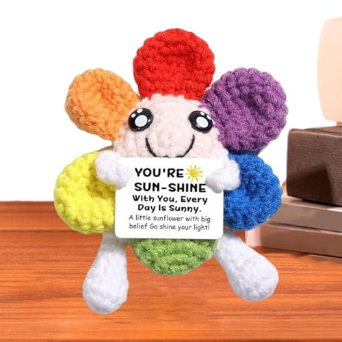 Mixnexorad Strickpuppe | Handgefertigte Sonnenblumenpuppe Als Stimmungsaufheller | Lustiges Spielzeug Für Lehrer Geschenk Abschied Mitgefühl von Mixnexorad