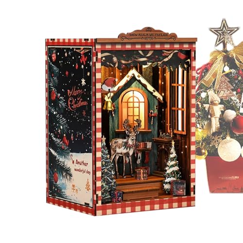Mixnexorad Tiny House Kit | Bücherregal Miniatur Set Weihnachts Puppenhaus,Deko Modellbau Set Für Anfänger Handwerk Begeisterte Geburtstag Halloween Zuhause Laden Leseraum von Mixnexorad