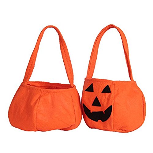 Miya 2 x Halloween Kürbis Tragetasche, Kürbis Tasche, Kürbisgesicht Beutel, Halloween Kürbis Tasche fürSüßigkeiten und Snacks, Halloween-Party Kostüme von Miya