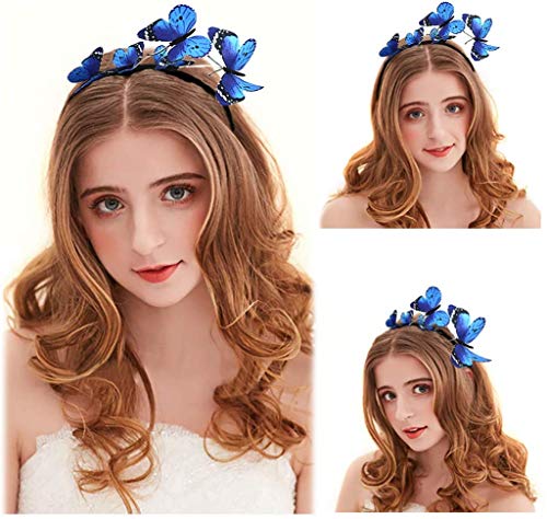 Miya Wunderschöne Schmetterling Haarreif, Kopfbedeckung, Schmetterling Stirnband, Haarschmuck, kreative Haarband für Fasching Kostüm, Geburtstag, Schmetterling Accessories (Blau) von Miya