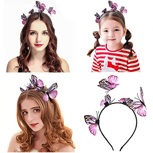 Miya Wunderschöne Schmetterling Haarreif, Kopfbedeckung, Schmetterling Stirnband, kreative Haarband für Fasching Kostüm Schmetterling Accessories Kopfschmuck, (Pink) von Miya