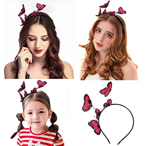 Miya Wunderschöne Schmetterling Haarreif, Kopfbedeckung, Schmetterling Stirnband kreative Haarband für Fasching Kostüm Schmetterling Accessories Kopfschmuck, (Dunkelpink) von Miya