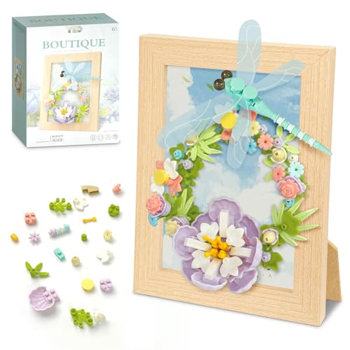 Miyacare Biene Blumen Micro Mini Bauset, Klemmbausteine Bilderrahmen Sonnenblume, Geschenk für Mädchen ab 6 Jahren und Erwachsene (Libelle) von Miyacare