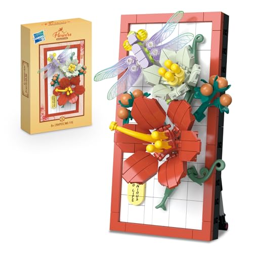 Miyacare Botanische Rose, 238 PCS Blumen Insekt Bausteine, Schreibtisch-Deko für Kinder ab 8 Jahren, Pflegeleichte Spielzeug-Pflanze, Geschenk für Mädchen und Jungen (Lilie & Libelle) von Miyacare