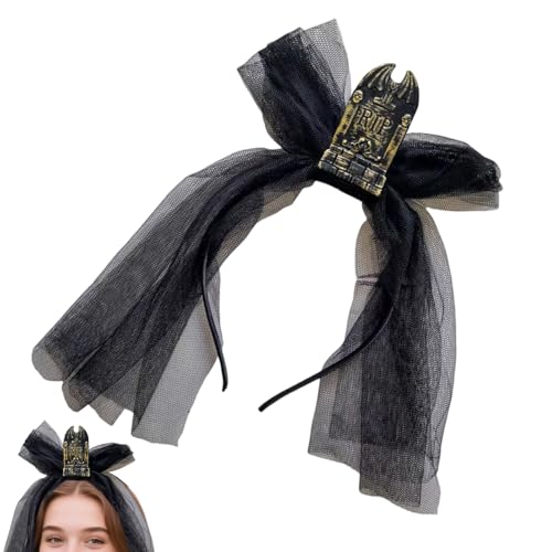 Miyanvuo Halloween Kopfband | Gothic Party Grabstein Stirnband Mit Schleier,Gruseliges Halloween Kostüm Zubehör Kopfschmuck Für Maskenbälle Bühnenshow Party Cosplay von Miyanvuo
